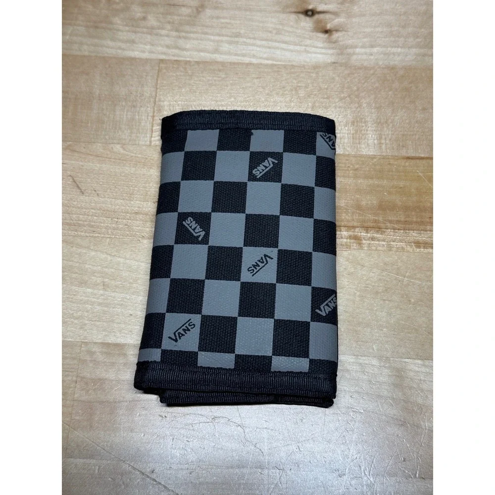 Vans 55 Years Anniversary Trifold Wallet Black Gray Checkerboard Off The Wall